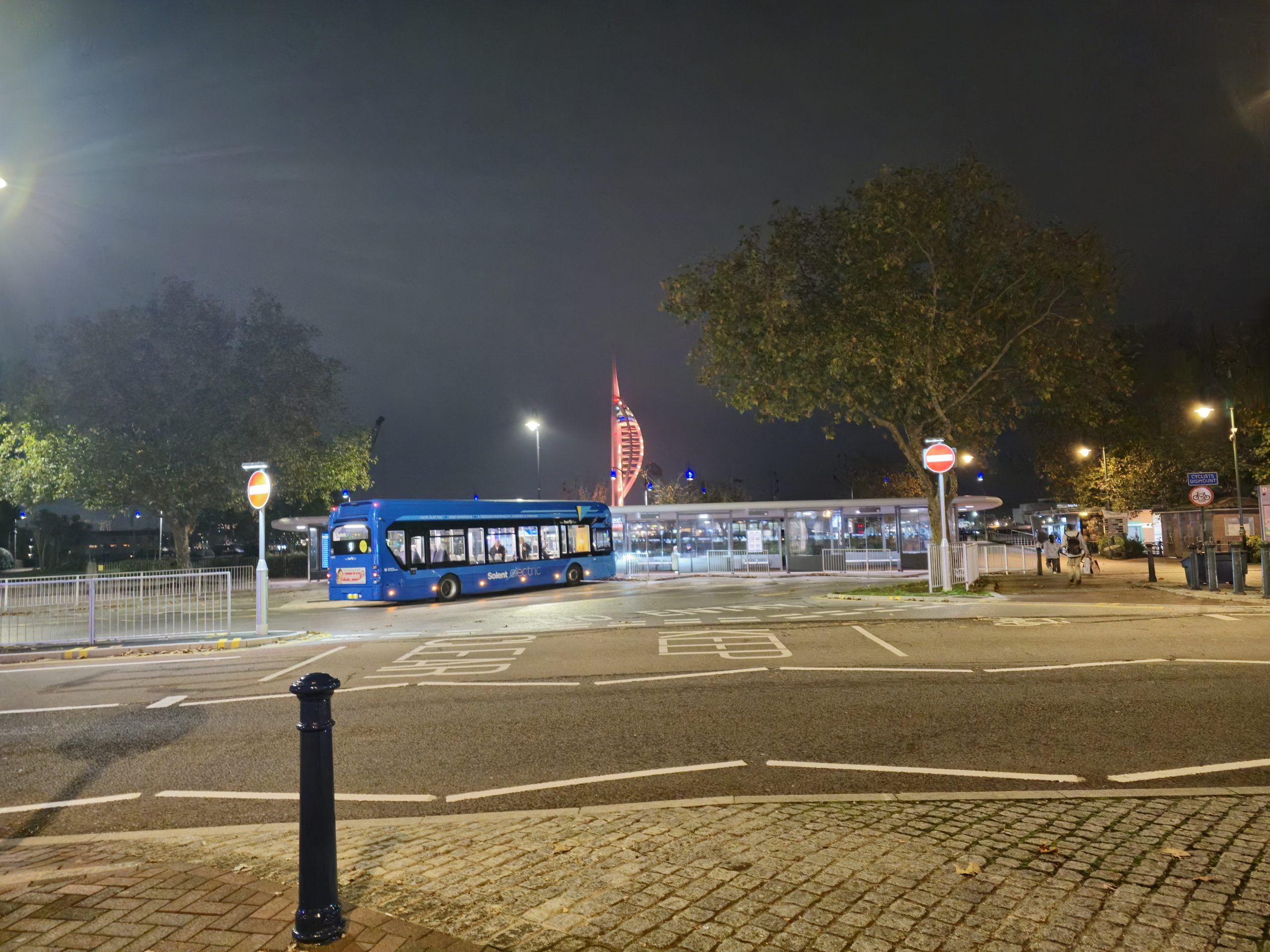 An image of Gosport Bus Interchange at night.